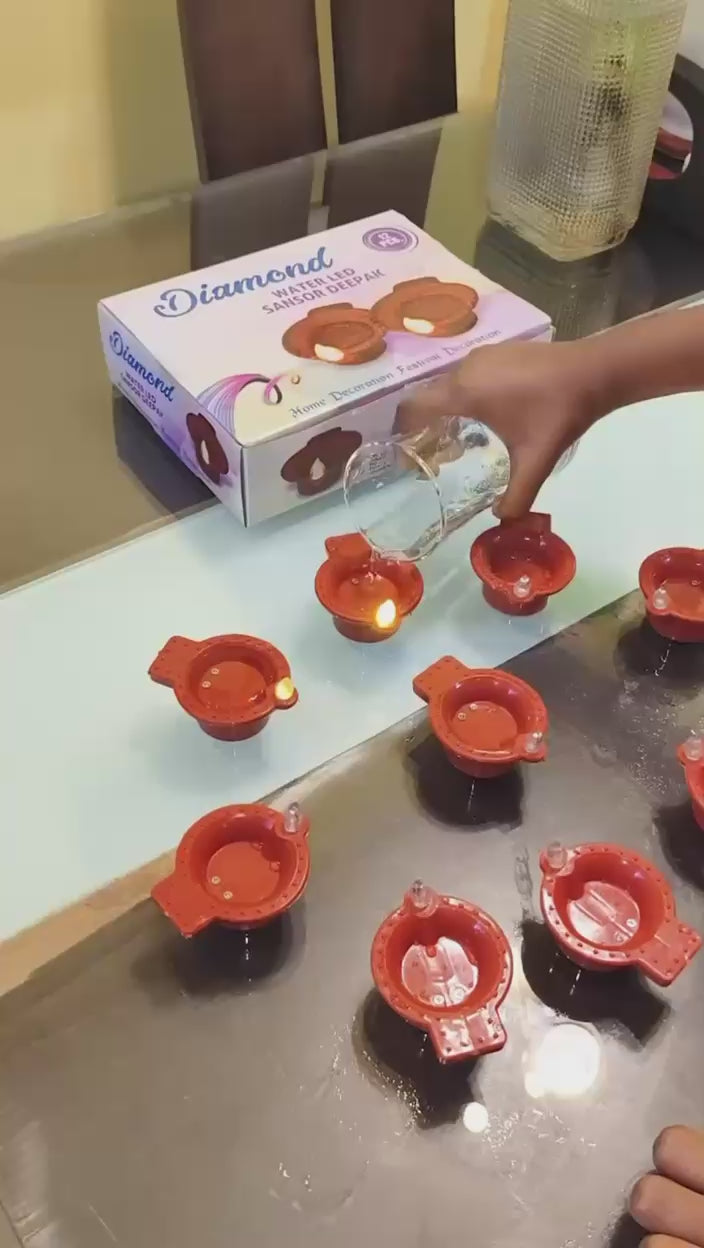 LED Light Water Sensor Diyas - Illuminate Festivities Safely!
