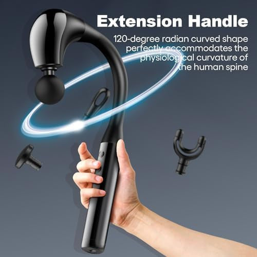 Massage Hammer Deep Tissue Massager, Cordless Percussion Device with 4 Attachments, LED Indicator, Black