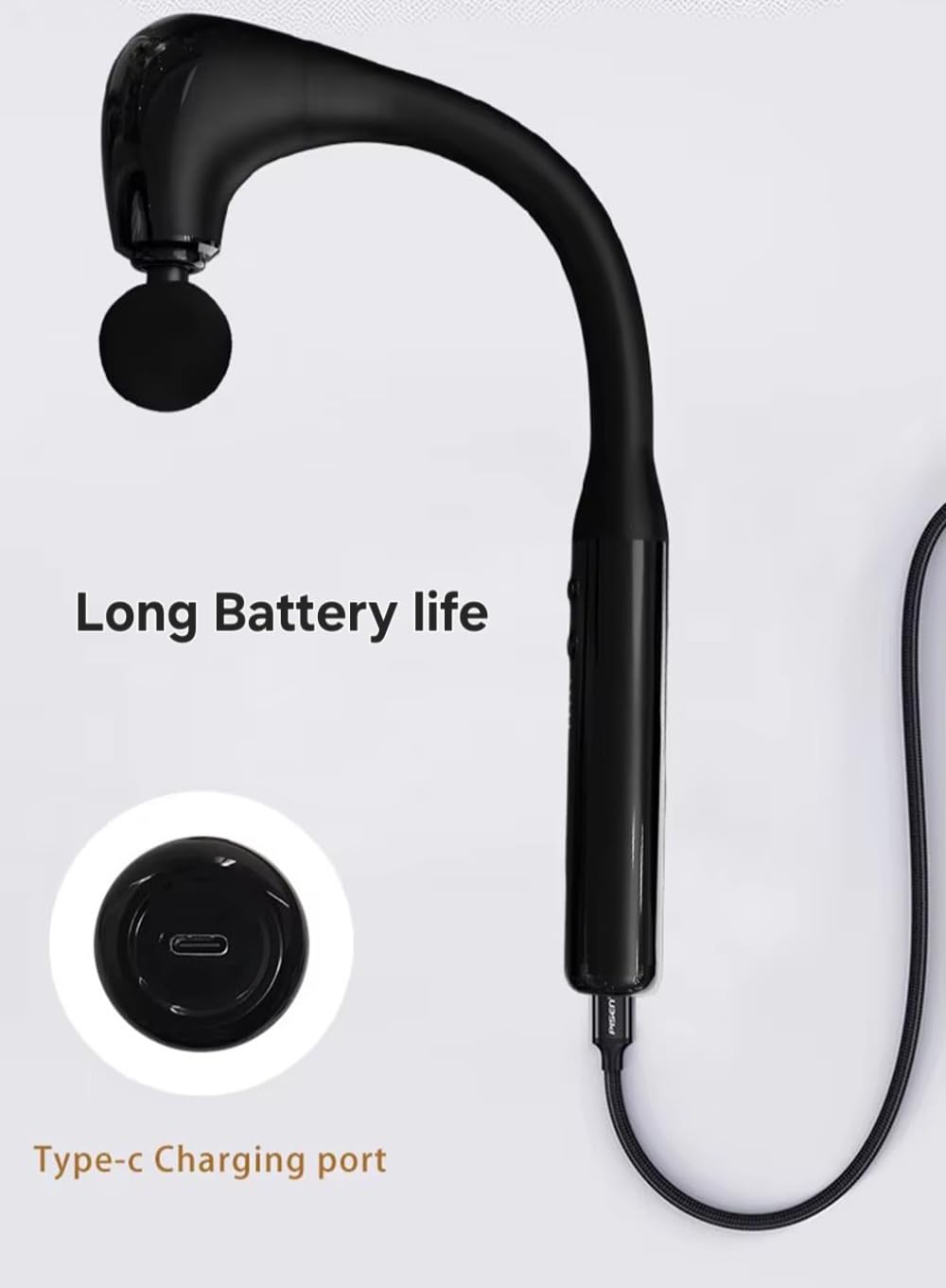 Massage Hammer Deep Tissue Massager, Cordless Percussion Device with 4 Attachments, LED Indicator, Black