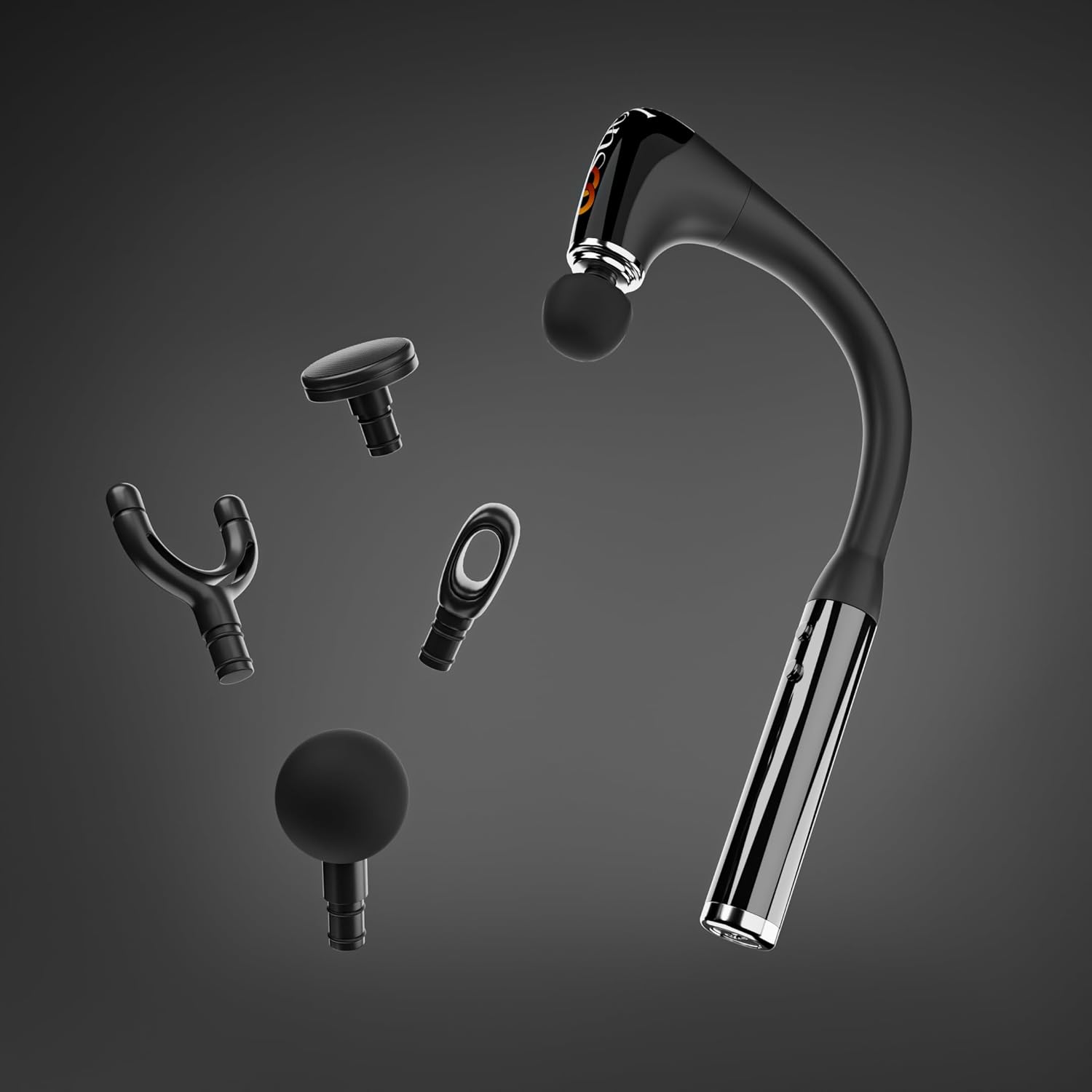 Massage Hammer Deep Tissue Massager, Cordless Percussion Device with 4 Attachments, LED Indicator, Black