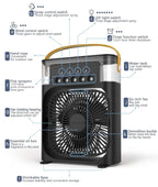 Portable Mini AC Cooler with Mist & LED Light