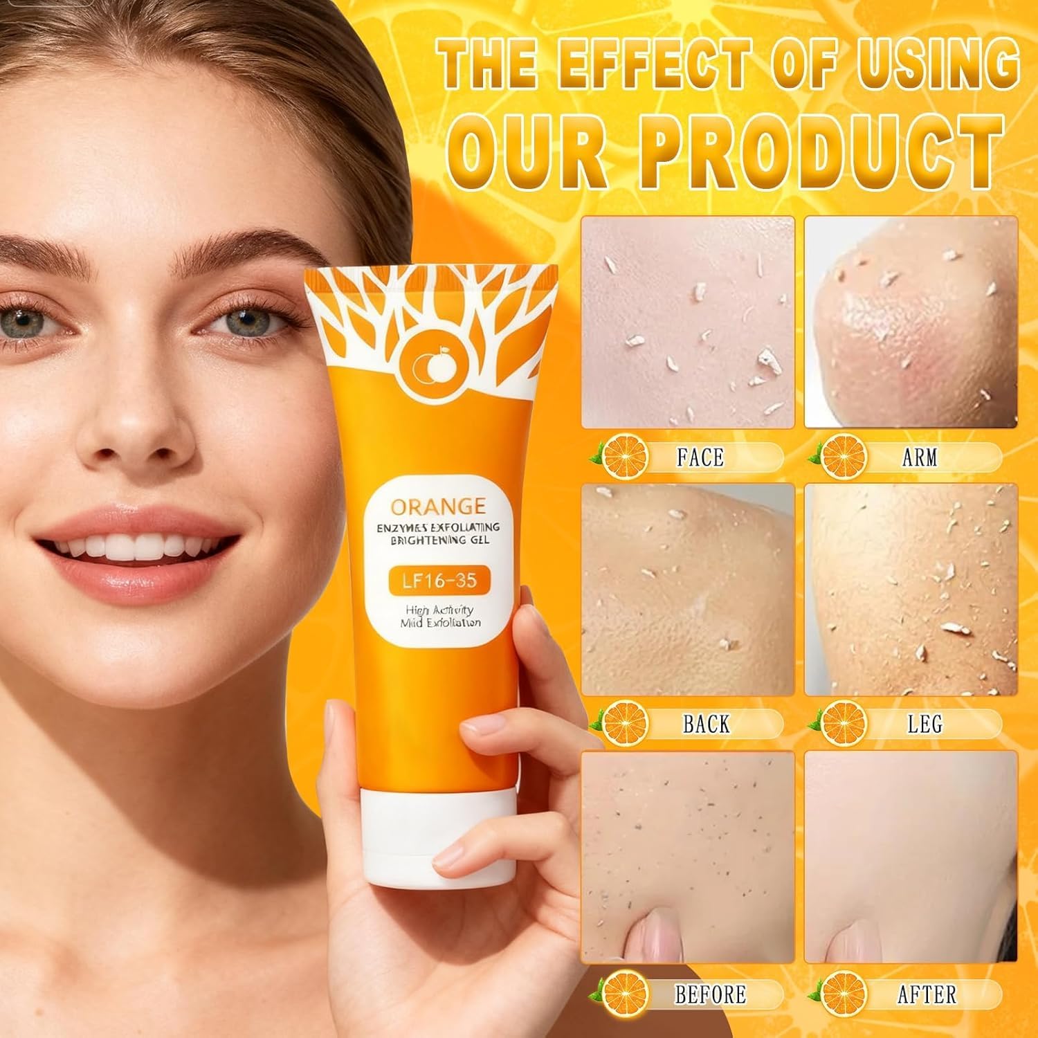 Orange Exfoliating Scrub for Face & Body – Deep Cleansing Brightening Exfoliator