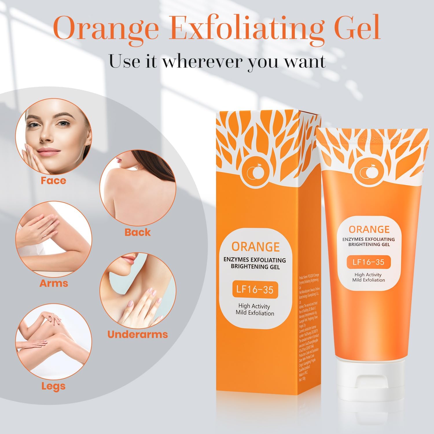 Orange Exfoliating Scrub for Face & Body – Deep Cleansing Brightening Exfoliator