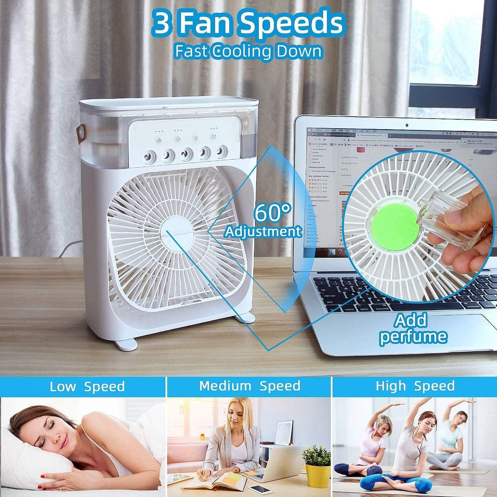 Portable Mini AC Cooler with Mist & LED Light